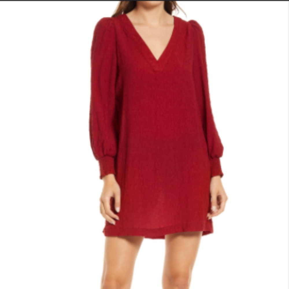 Steve Madden Long Textured Dress Burgundy